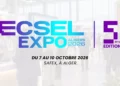 Illustration d’un salon du e-commerce avec des stands et des visiteurs à Alger