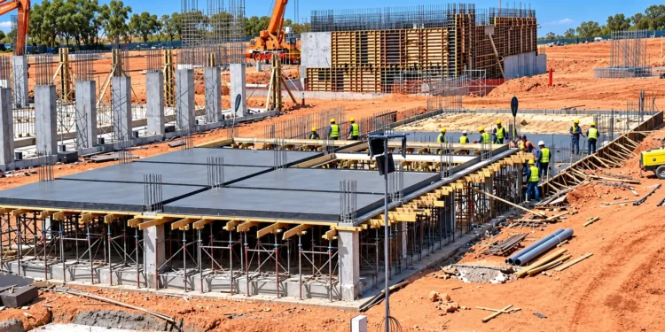 Chantier de la station de déminéralisation d’In Salah réalisé par Cosider Canalisation en Algérie.