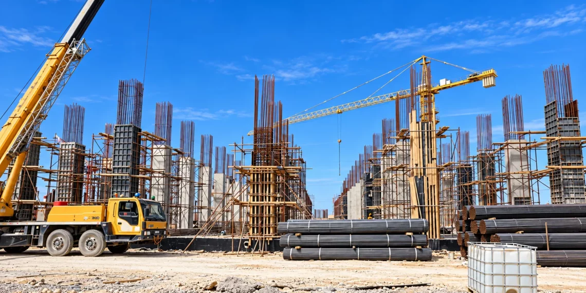 Chantier de l'usine de pneus à Oran, dans la zone industrielle de Tafraoui